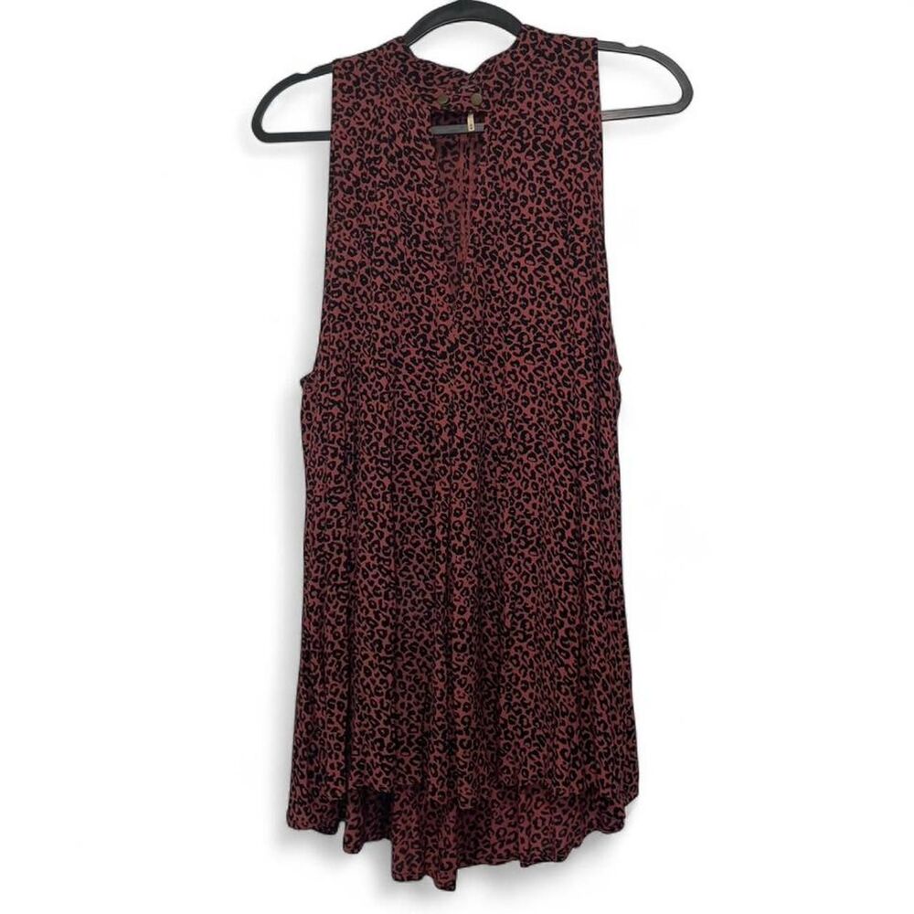 Free People Leopard Print Sleeveless Choker Swing Dress / Tunic Size M